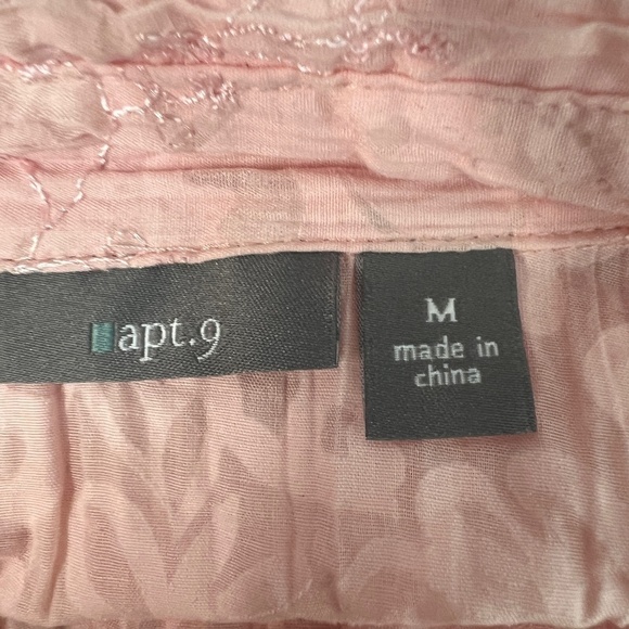 Apt.9 Embroidered Eyelet Soft Girl Fairy Prairie Cottage Pink Top Womens Medium - Picture 2 of 13